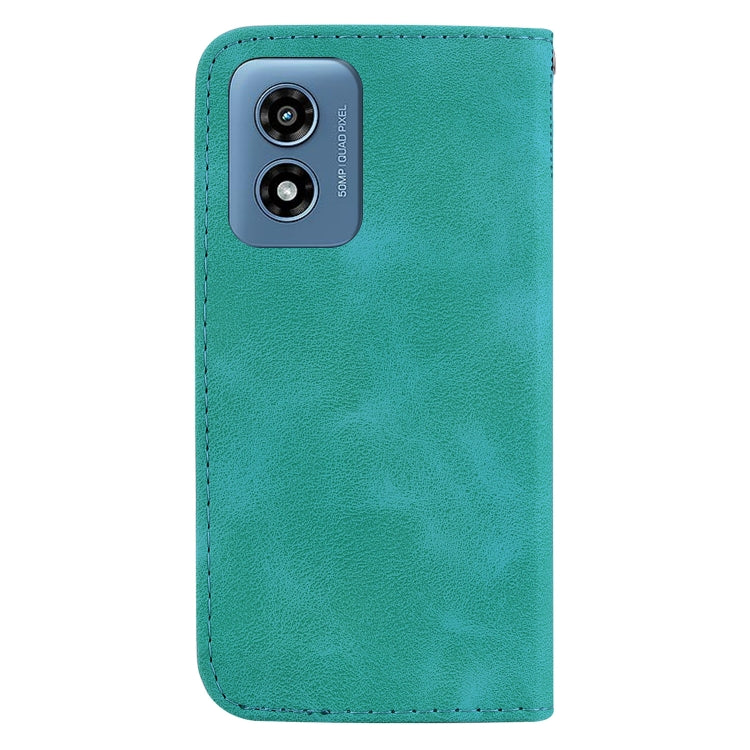 For Motorola Moto G Play 4G 2024 Seven-shaped Embossed Leather Phone Case(Green) - Motorola Cases by buy2fix | Online Shopping UK | buy2fix