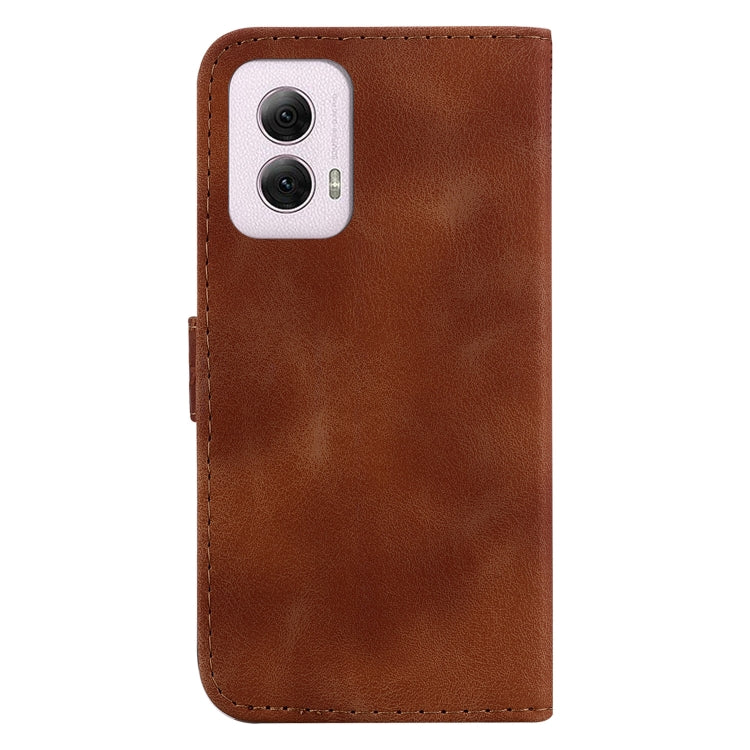 For Motorola Moto G Power 5G 2024 Seven-shaped Embossed Leather Phone Case(Brown) - Motorola Cases by buy2fix | Online Shopping UK | buy2fix