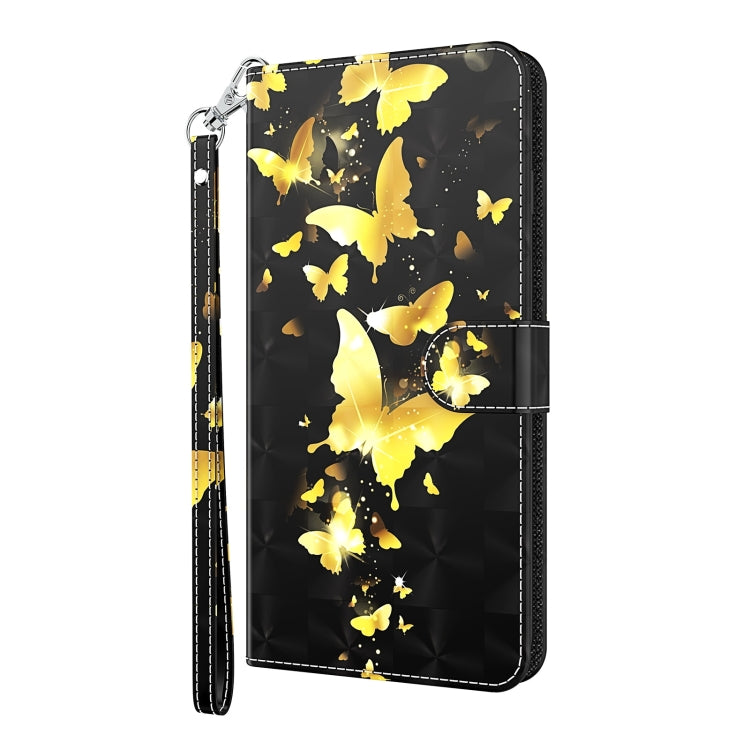 For Samsung Galaxy A55 5G 3D Painting Pattern Flip Leather Phone Case(Gold Butterfly) - Galaxy Phone Cases by buy2fix | Online Shopping UK | buy2fix