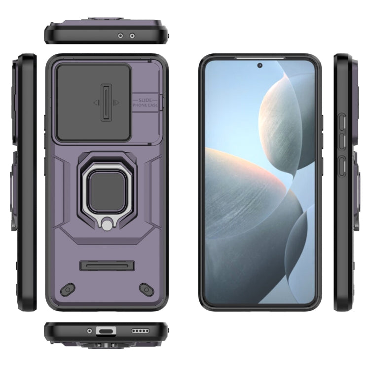 For Xiaomi Redmi K70 5G Sliding Camshield TPU + PC Shockproof Phone Case with Holder(Purple) - K70 Cases by buy2fix | Online Shopping UK | buy2fix