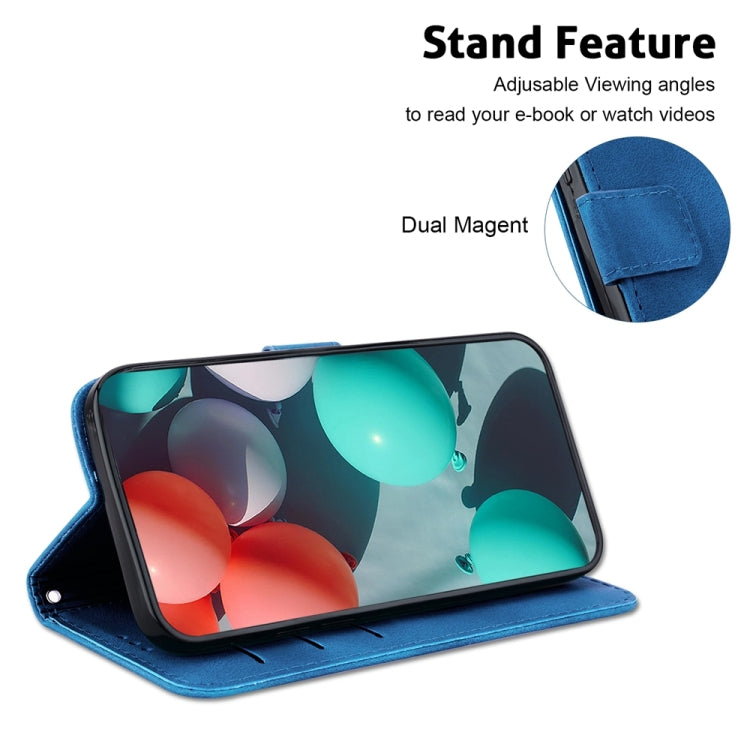 For Xiaomi Redmi Note 13 Pro 5G 7-shaped Embossed Leather Phone Case(Blue) - Note 13 Pro Cases by buy2fix | Online Shopping UK | buy2fix