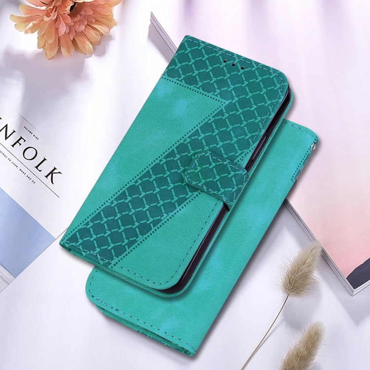 For Xiaomi Poco M6 Pro 4G 7-shaped Embossed Leather Phone Case(Green) - Xiaomi Cases by buy2fix | Online Shopping UK | buy2fix