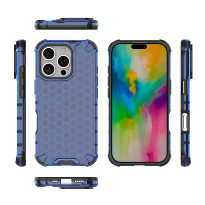 For iPhone 16 Pro Honeycomb Shockproof Phone Case(Blue) - iPhone 16 Pro Cases by buy2fix | Online Shopping UK | buy2fix