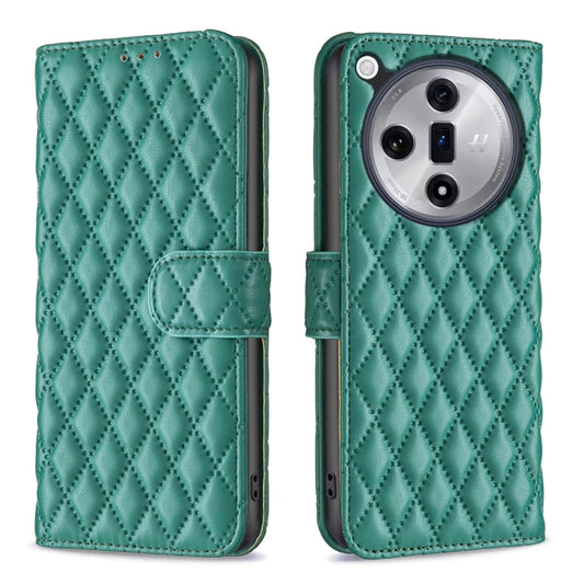 For OPPO Find X7 Diamond Lattice Wallet Leather Flip Phone Case(Green) - Find X7 Cases by buy2fix | Online Shopping UK | buy2fix