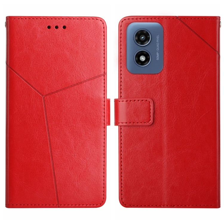 For Motorola Moto G Play 4G 2024 HT01 Y-shaped Pattern Flip Leather Phone Case(Red) - Motorola Cases by buy2fix | Online Shopping UK | buy2fix