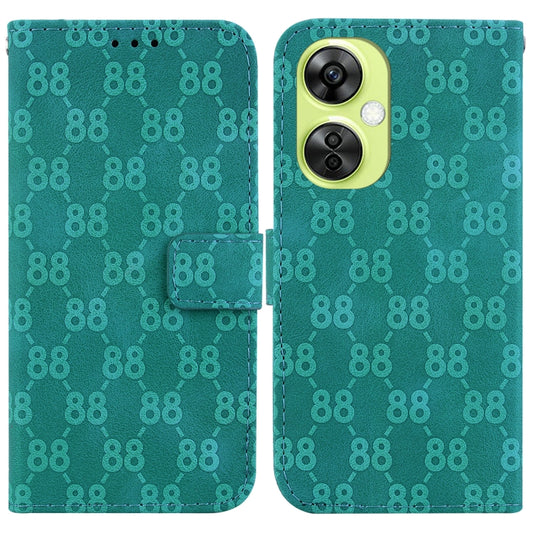 For OnePlus 11 Double 8-shaped Embossed Leather Phone Case(Green) - OnePlus Cases by buy2fix | Online Shopping UK | buy2fix