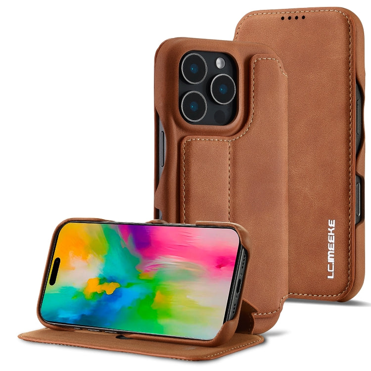 For iPhone 15 Pro Max LC.IMEEKE Hon Ancient Series Flip Leather Phone Case(Brown) - iPhone 15 Pro Max Cases by LC.IMEEKE | Online Shopping UK | buy2fix