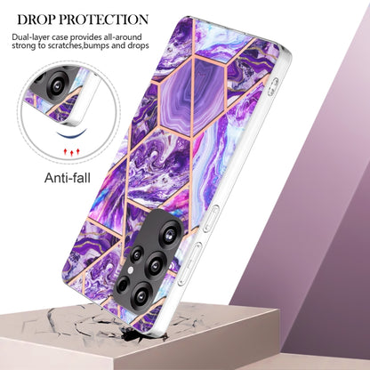 For Samsung Galaxy S25 Ultra 5G Electroplating Splicing Marble TPU Phone Case(Dark Purple) - Galaxy S25 Ultra 5G Cases by buy2fix | Online Shopping UK | buy2fix