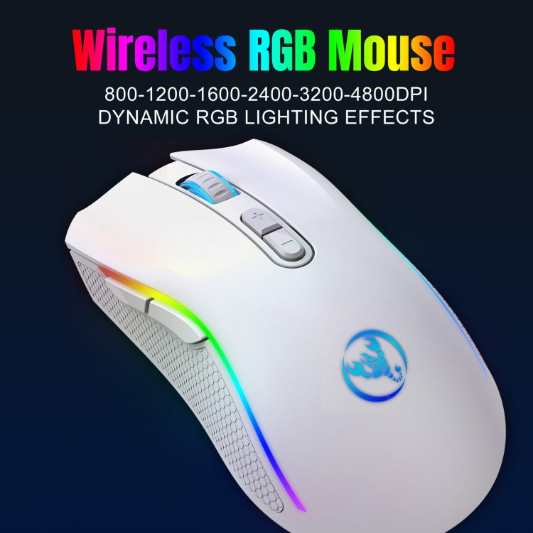 HXSJ L96 2.4G Wireless RGB Backlit Keyboard and Mouse Set 104 Pudding Key Caps + 4800DPI Mouse(White) - Wireless Keyboard by HXSJ | Online Shopping UK | buy2fix