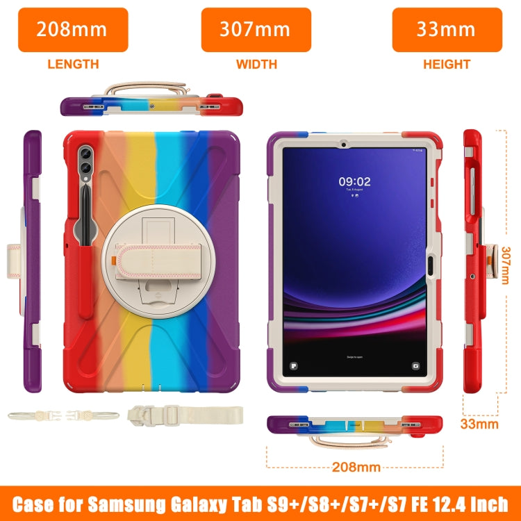 For Samsung Galaxy Tab S9+ / S8+ Rotary Handle Grab TPU + PC Tablet Case(Colorful Red) - Galaxy Tab S9+ Cases by buy2fix | Online Shopping UK | buy2fix