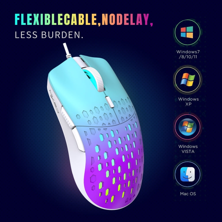 HXSJ S500 3600DPI Colorful Luminous Wired Mouse, Cable Length: 1.5m(Yellow) - Wired Mice by HXSJ | Online Shopping UK | buy2fix