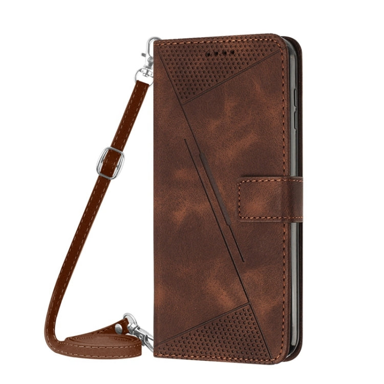 For Samsung Galaxy S22+ 5G Dream Triangle Leather Phone Case with Long Lanyard(Brown) - Galaxy S22+ 5G Cases by buy2fix | Online Shopping UK | buy2fix