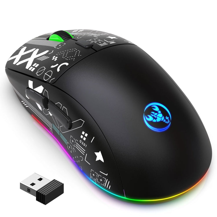 HXSJ T90 RGB Light Three-mode Wireless Gaming Mouse(Black) - Wireless Mice by HXSJ | Online Shopping UK | buy2fix