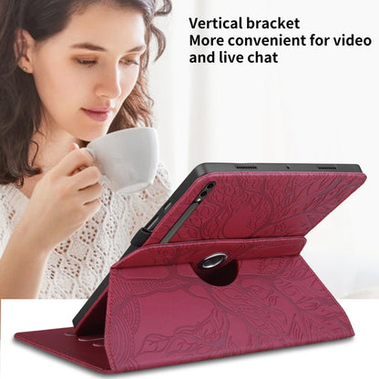 For Samsung Galaxy Tab S10 Ultra / S9 Ultra Tree Life Embossed Rotation Leather Tablet Case(Red) - Galaxy Tab S9 Ultra Cases by buy2fix | Online Shopping UK | buy2fix