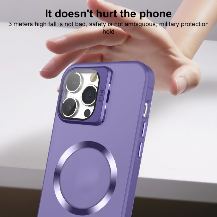 For iPhone 13 Pro Max Skin Feel CD Texture MagSafe Lens Holder Phone Case(Dark Purple) - iPhone 13 Pro Max Cases by buy2fix | Online Shopping UK | buy2fix