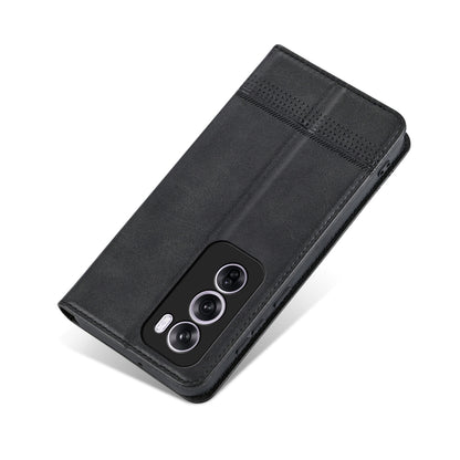 For OPPO Reno12 Global AZNS Magnetic Calf Texture Flip Leather Phone Case(Black) - Reno12 Cases by AZNS | Online Shopping UK | buy2fix