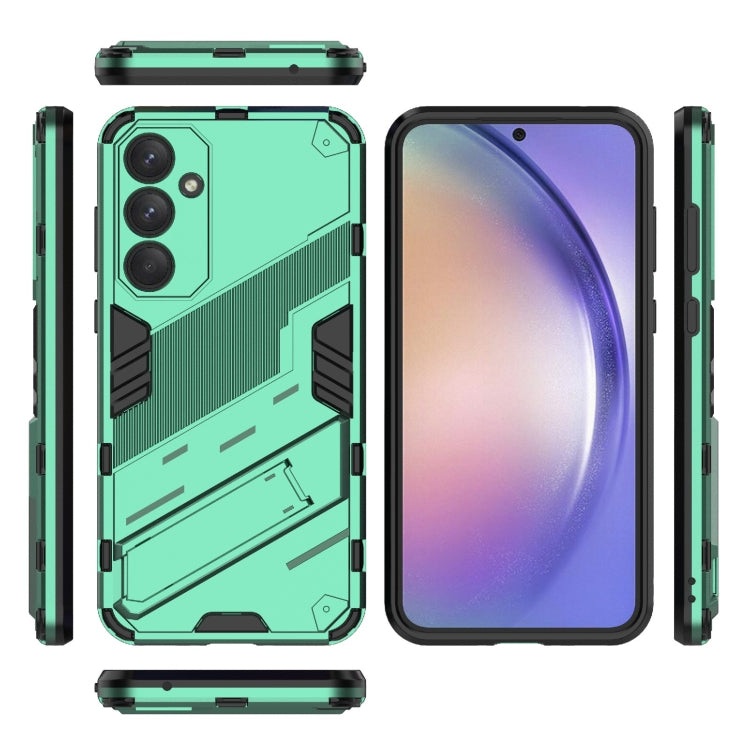 For Samsung Galaxy A35 5G Punk Armor 2 in 1 PC + TPU Shockproof Phone Case with Invisible Holder(Green) - Galaxy Phone Cases by buy2fix | Online Shopping UK | buy2fix