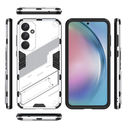 For Samsung Galaxy A55 5G Punk Armor 2 in 1 PC + TPU Shockproof Phone Case with Invisible Holder(White) - Galaxy Phone Cases by buy2fix | Online Shopping UK | buy2fix