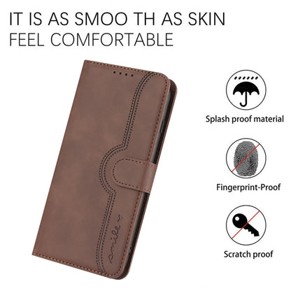 For iPhone SE 2024 Heart Pattern Skin Feel Leather Phone Case(Brown) - More iPhone Cases by buy2fix | Online Shopping UK | buy2fix