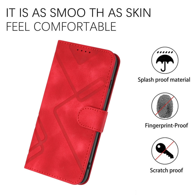 For Realme 12 5G Global Line Pattern Skin Feel Leather Phone Case(Red) - Realme Cases by buy2fix | Online Shopping UK | buy2fix