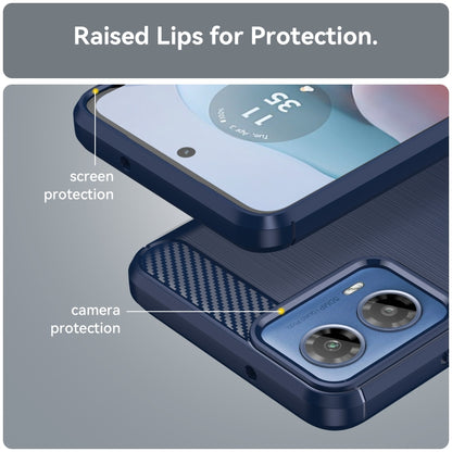 For Motorola Moto G34 Brushed Texture Carbon Fiber TPU Phone Case(Blue) - Motorola Cases by buy2fix | Online Shopping UK | buy2fix