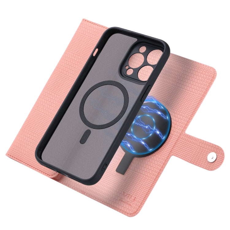 For iPhone 15 ViLi GHB Series MagSafe Magnetic Zipper Leather Phone Case(Pink) - iPhone 15 Cases by ViLi | Online Shopping UK | buy2fix