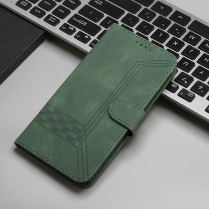 For Motorola Edge 5G 2024 Cubic Skin Feel Flip Leather Phone Case(Green) - Motorola Cases by buy2fix | Online Shopping UK | buy2fix