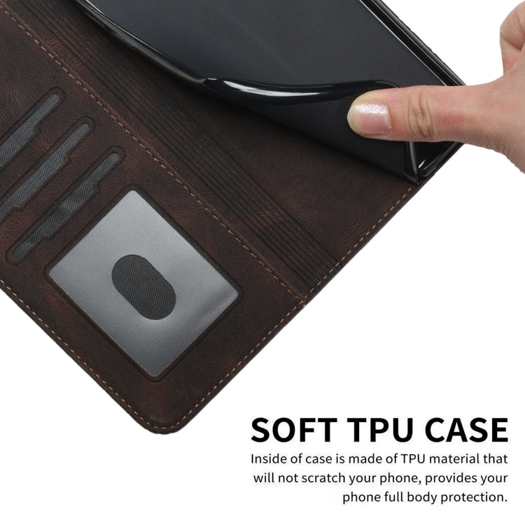 For Motorola Moto G Power 5G 2024 Cubic Skin Feel Flip Leather Phone Case(Brown) - Motorola Cases by buy2fix | Online Shopping UK | buy2fix