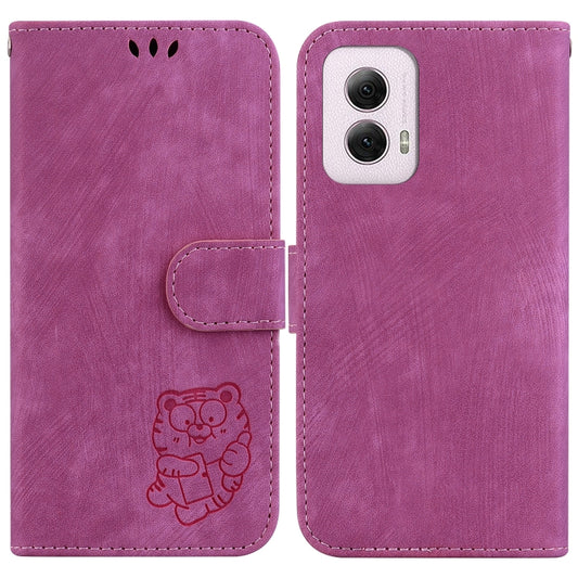 For Motorola Moto G Power 5G 2024 Little Tiger Embossed Leather Phone Case(Rose Red) - Motorola Cases by buy2fix | Online Shopping UK | buy2fix