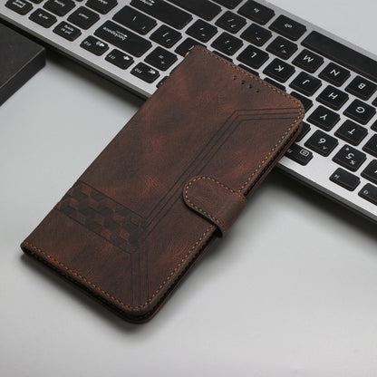 For iPhone 16 Cubic Skin Feel Flip Leather Phone Case(Brown) - iPhone 16 Cases by buy2fix | Online Shopping UK | buy2fix