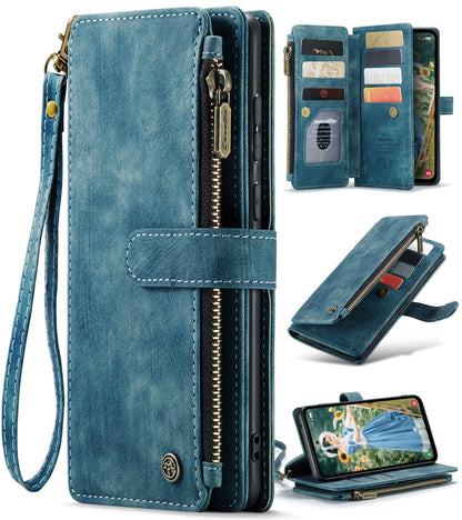 For Samsung Galaxy S23 FE CaseMe C30 Card Slots Zipper Wallet Leather Phone Case(Blue) - Galaxy S23 FE 5G Cases by CaseMe | Online Shopping UK | buy2fix