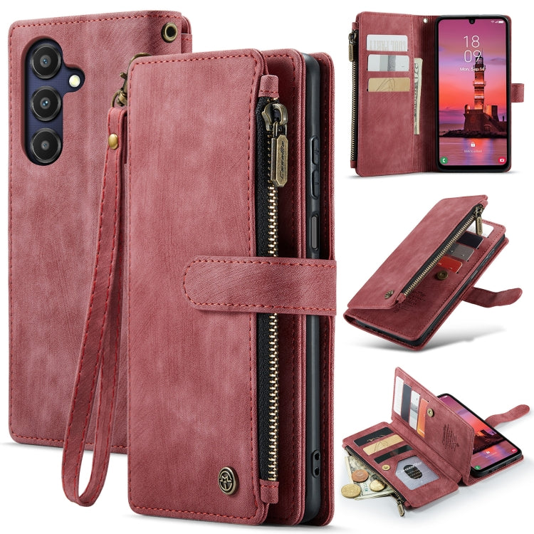 For Samsung Galaxy A25 4G CaseMe C30 Card Slots Zipper Wallet Leather Phone Case(Red) - Galaxy Phone Cases by CaseMe | Online Shopping UK | buy2fix