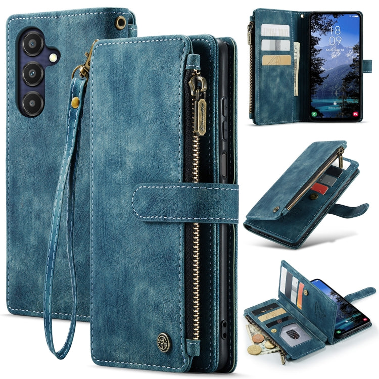 For Samsung Galaxy A25 4G CaseMe C30 Card Slots Zipper Wallet Leather Phone Case(Blue) - Galaxy Phone Cases by CaseMe | Online Shopping UK | buy2fix