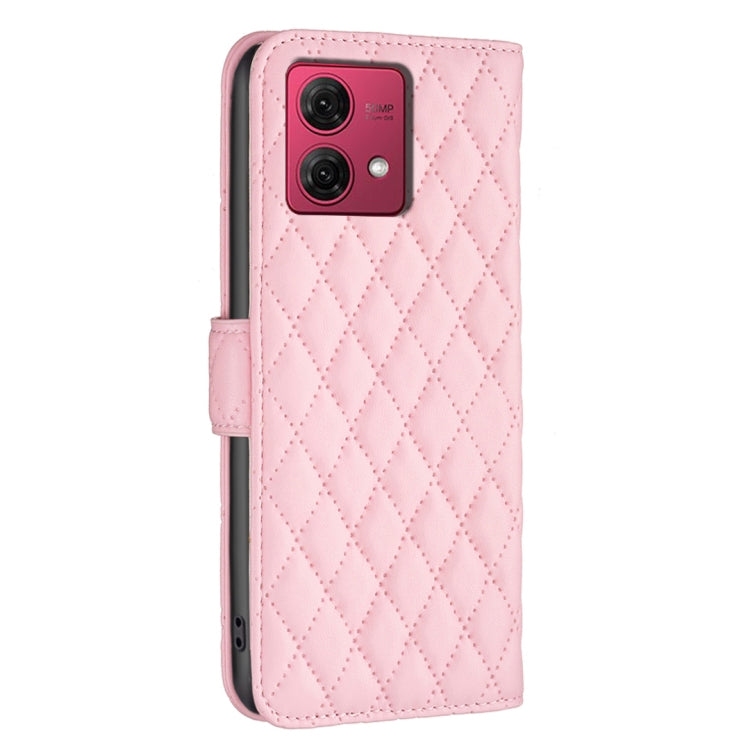 For Motorola Moto G84 Diamond Lattice Wallet Flip Leather Phone Case(Pink) - Motorola Cases by buy2fix | Online Shopping UK | buy2fix