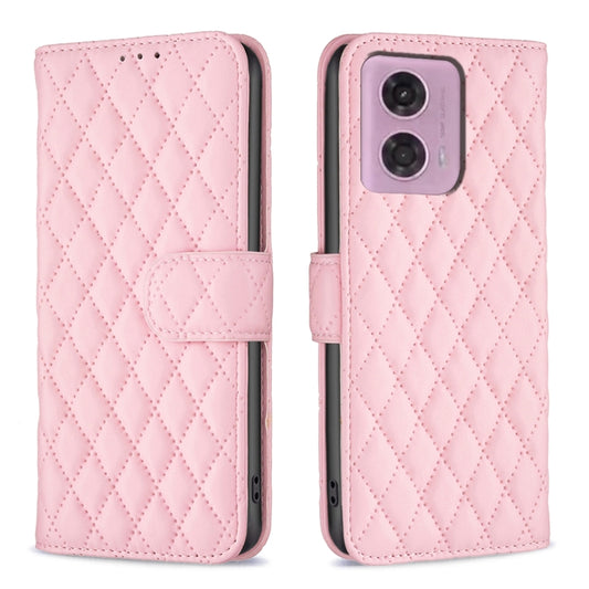 For Motorola Moto G24 Diamond Lattice Wallet Flip Leather Phone Case(Pink) - Motorola Cases by buy2fix | Online Shopping UK | buy2fix