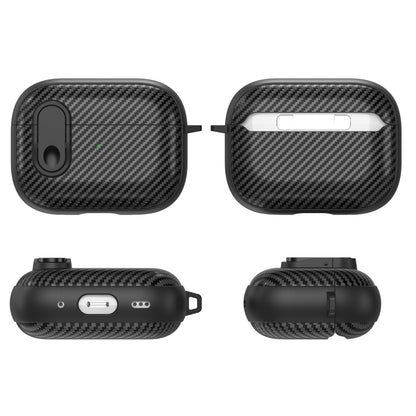 For AirPods Pro Carbon Fiber Texture Wireless Earphones Case with Security Lock(White) - For AirPods Pro by buy2fix | Online Shopping UK | buy2fix