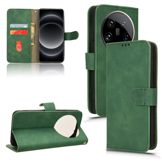 For Xiaomi 14 Ultra Skin Feel Magnetic Flip Leather Phone Case(Green) - 14 Ultra Cases by buy2fix | Online Shopping UK | buy2fix