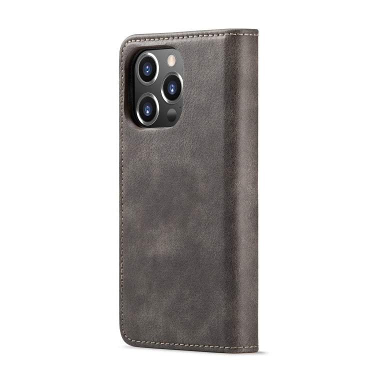 For iPhone 15 Pro DG.MING Crazy Horse Texture Detachable Magnetic Leather Phone Case(Grey) - iPhone 15 Pro Cases by DG.MING | Online Shopping UK | buy2fix