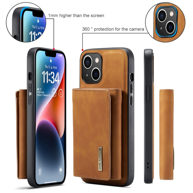 For iPhone 15 Plus DG.MING M1 Series 3-Fold Multi Card Wallet Leather Phone Case(Brown) - iPhone 15 Plus Cases by DG.MING | Online Shopping UK | buy2fix