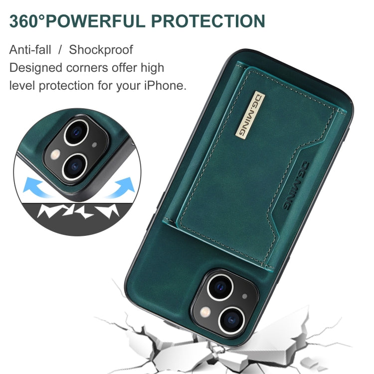 For iPhone 15 DG.MING M2 Series 3-Fold Card Bag Wallet Leather Phone Case(Green) - iPhone 15 Cases by DG.MING | Online Shopping UK | buy2fix