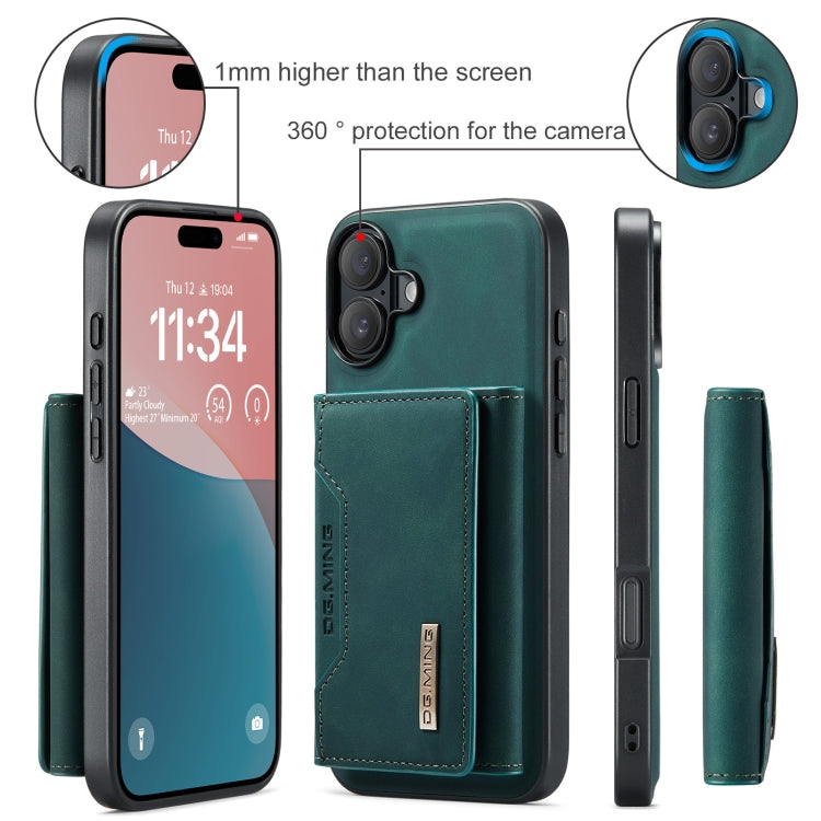 For iPhone 16 Plus DG.MING M2 Series 3-Fold Card Bag Wallet Leather Phone Case(Green) - iPhone 16 Plus Cases by DG.MING | Online Shopping UK | buy2fix