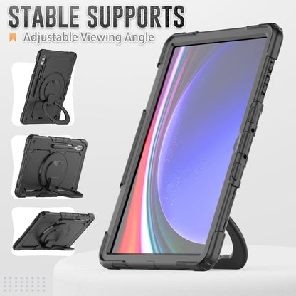 For Samsung Galaxy Tab S10 Ultra D Type Silicone Hybrid PC Tablet Case with Handle Holder(Black) - Galaxy Tab S9 Ultra Cases by buy2fix | Online Shopping UK | buy2fix