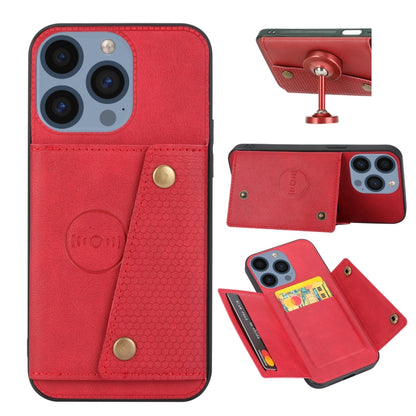 For iPhone 16 Pro Max Double Buckle Card Slots PU + TPU Phone Case(Red) - iPhone 16 Pro Max Cases by buy2fix | Online Shopping UK | buy2fix