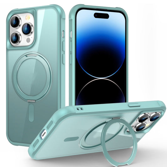 For iPhone 14 Pro Max MagSafe Magnetic Rotating Holder Phone Case(Lake Blue) - iPhone 14 Pro Max Cases by buy2fix | Online Shopping UK | buy2fix
