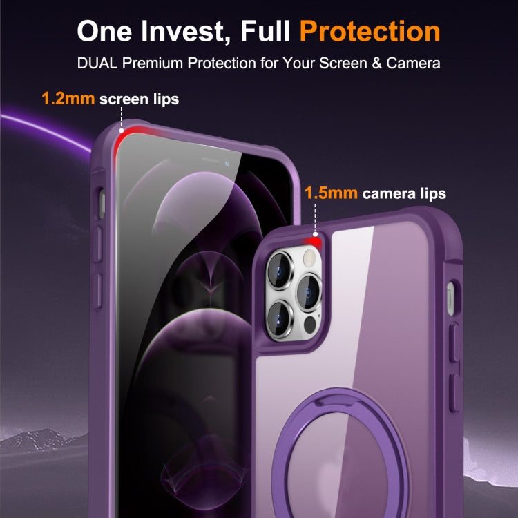 For iPhone 13 Pro Max / 12 Pro Max MagSafe Magnetic Rotating Holder Phone Case(Purple) - iPhone 13 Pro Max Cases by buy2fix | Online Shopping UK | buy2fix