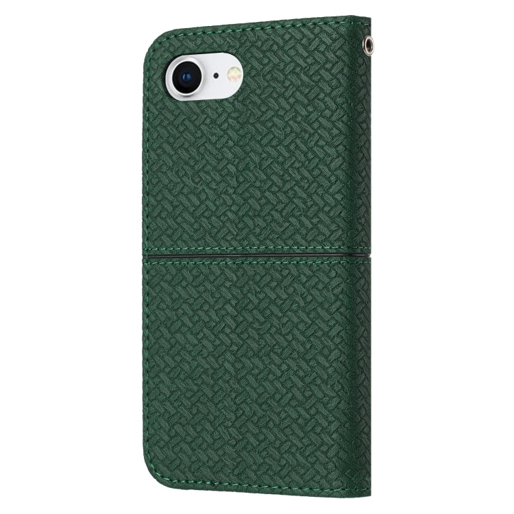 For iPhone SE 2024 Woven Texture Stitching Magnetic Leather Phone Case(Green) - More iPhone Cases by buy2fix | Online Shopping UK | buy2fix