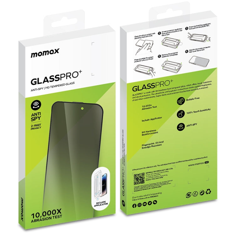 For iPhone 15 Pro MOMAX 0.3mm 3D Anti-peep Tempered Glass Film(Black) - iPhone 15 Pro Tempered Glass by MOMAX | Online Shopping UK | buy2fix