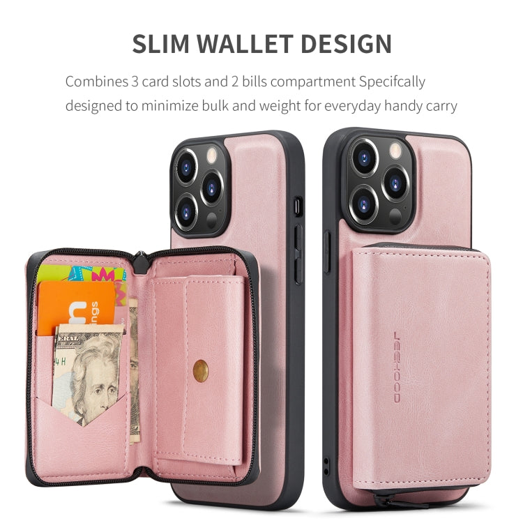 For iPhone 15 Pro Max JEEHOOD Magnetic Zipper Wallet Leather Phone Case(Pink) - iPhone 15 Pro Max Cases by JEEHOOD | Online Shopping UK | buy2fix