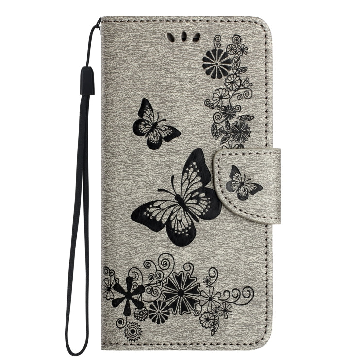 For iPhone 16 Pro Max Butterfly Embossed Flip Leather Phone Case(Grey) - iPhone 16 Pro Max Cases by buy2fix | Online Shopping UK | buy2fix