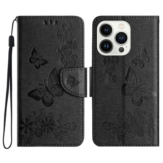 For iPhone 16 Pro Max Butterfly Embossed Flip Leather Phone Case(Black) - iPhone 16 Pro Max Cases by buy2fix | Online Shopping UK | buy2fix